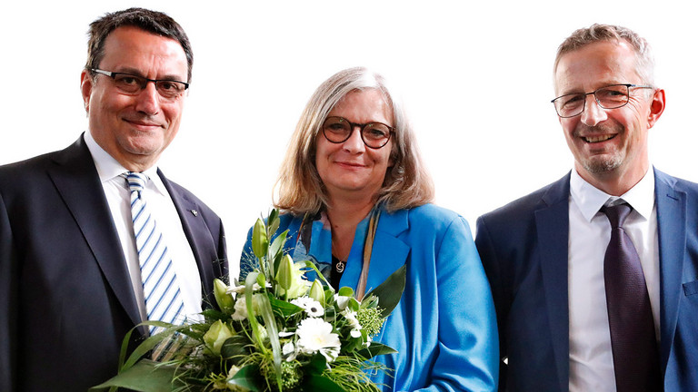 Lutz Reichardt (l.) mit der neuen Doppelspitze Alexandra Roth und Frank Lehmann haben als Doppelspitze, Foto: Michael Bauroth Lutz Reichardt (l.) mit der neuen Doppelspitze Alexandra Roth und Frank Lehmann haben als Doppelspitze, Foto: Michael Bauroth